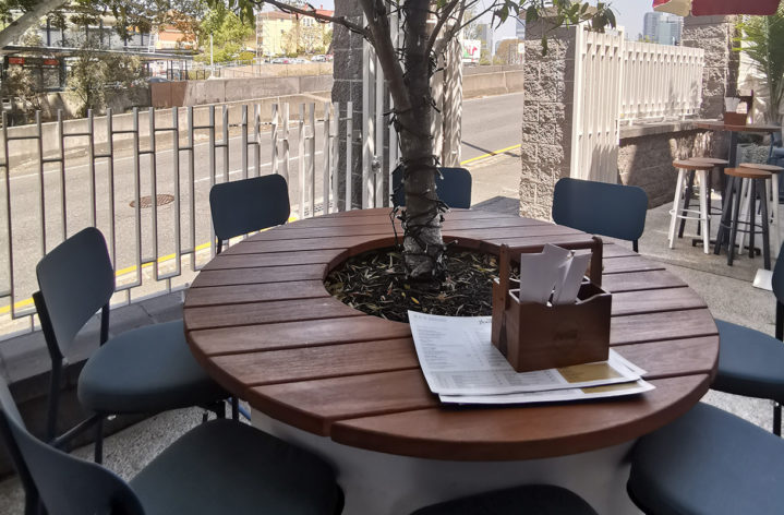 Quatro Planters used as Tables and Seats