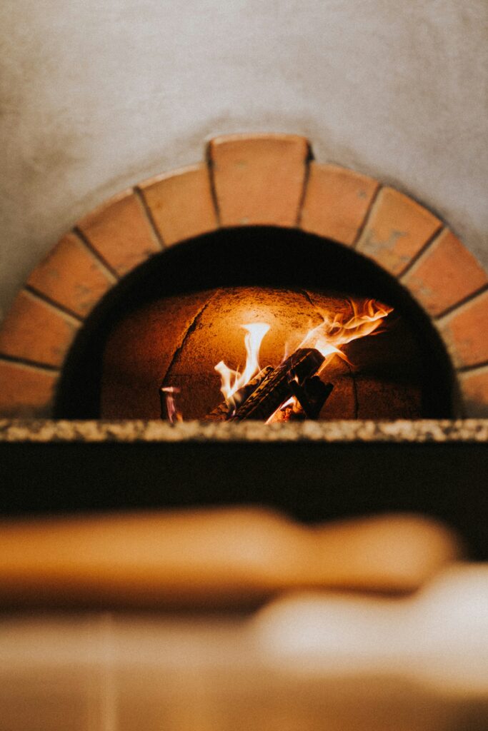 Lit Fireplace