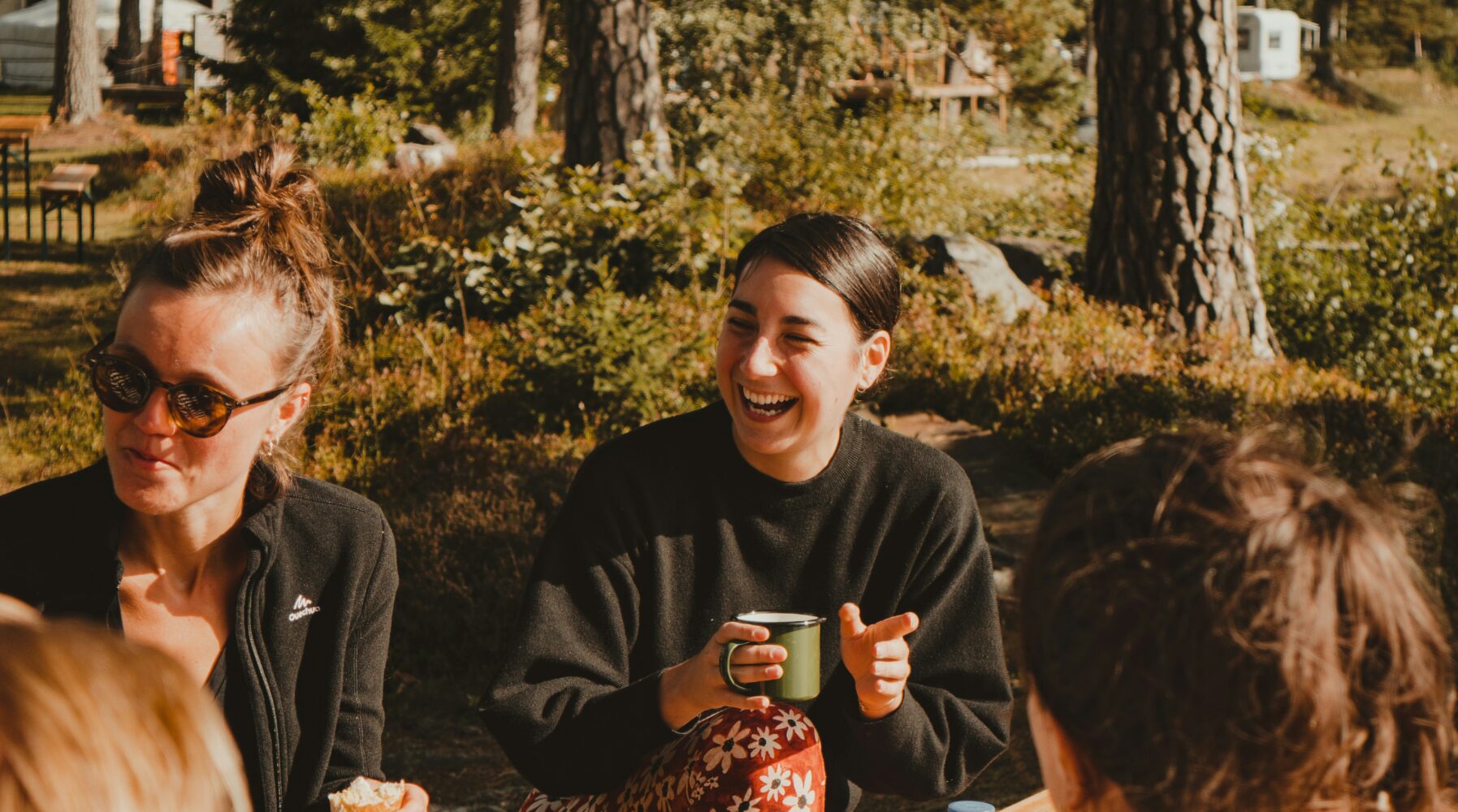Group of people gathered enjoying nature